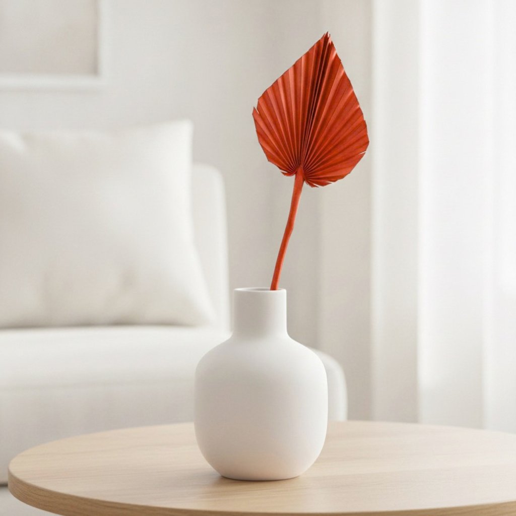 Sušený palmový list Palm Spear Orange Gold v oranžovo-zlatom odtieni do vázy a floristických aranžmánov